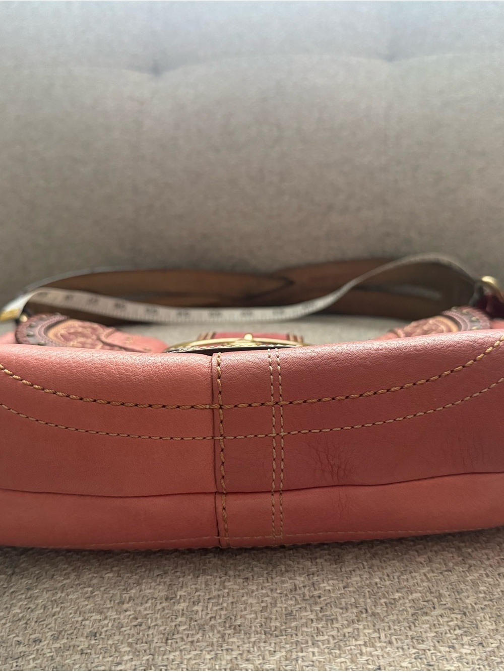 Vintage Y2K Coach Soho Stitched Pink Leather Studded Flap Shoulder Bag F10479 - Picture 8 of 11